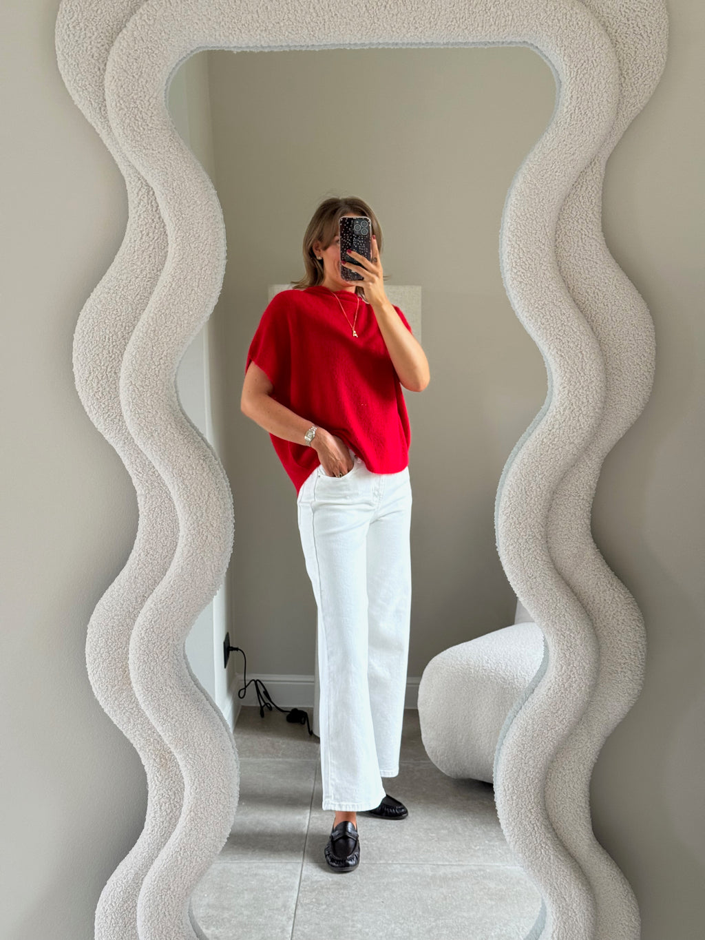 Donna mouwloze knit rood