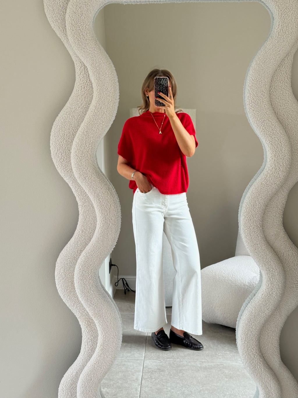 Odette cropped wide leg jeans wit