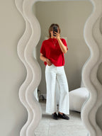 Odette cropped wide leg jeans wit