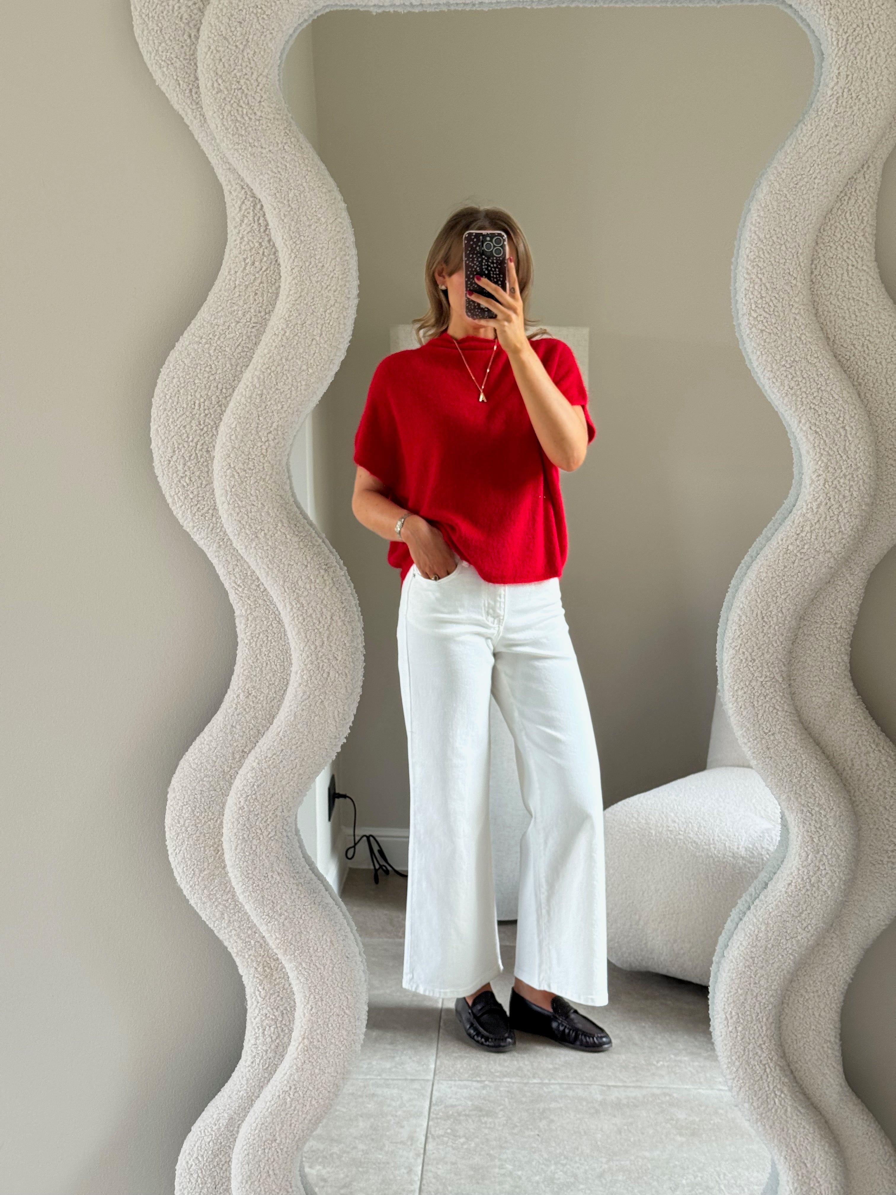 Odette cropped wide leg jeans wit