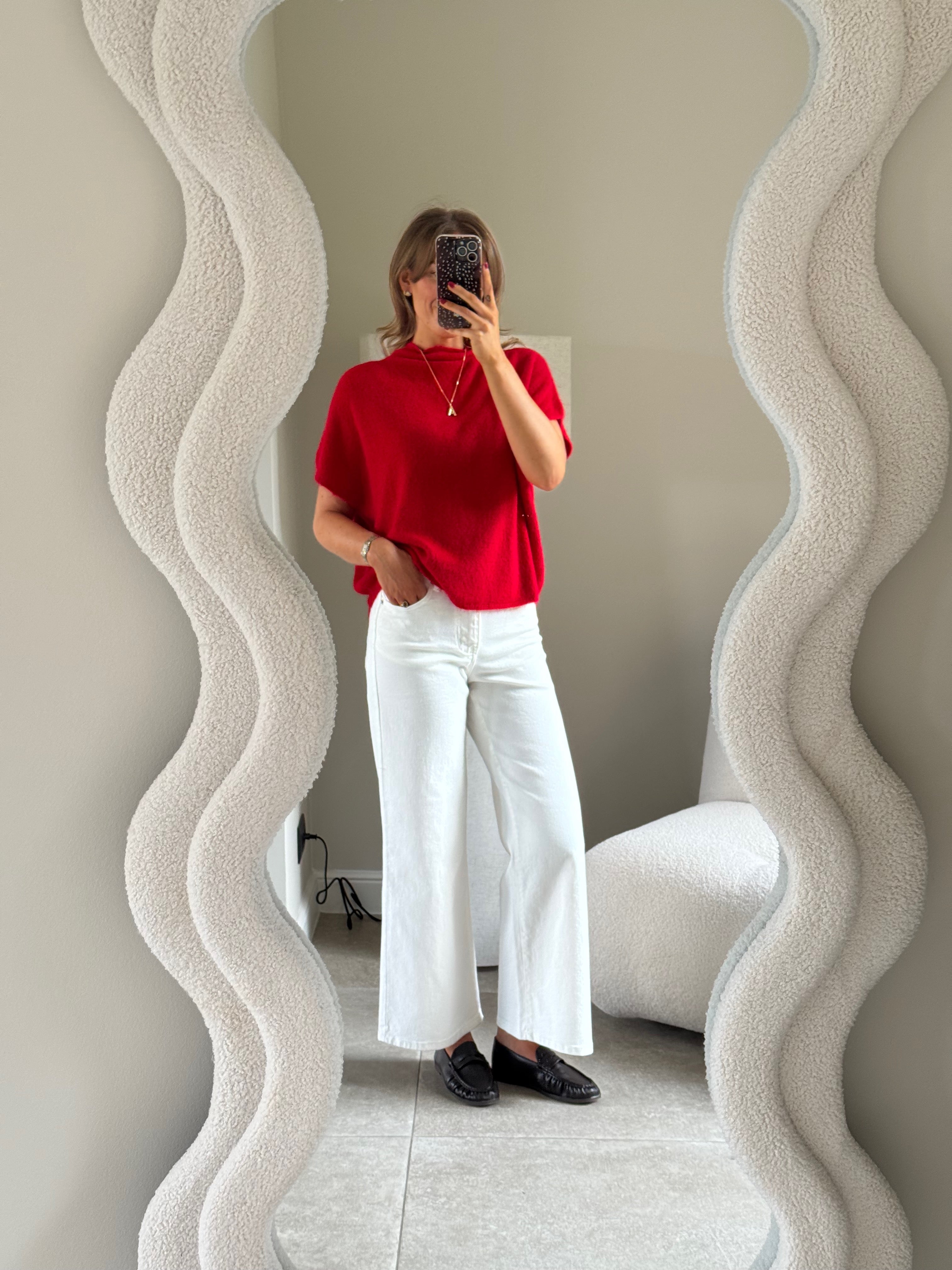 Donna mouwloze knit rood