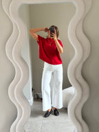 Donna mouwloze knit rood