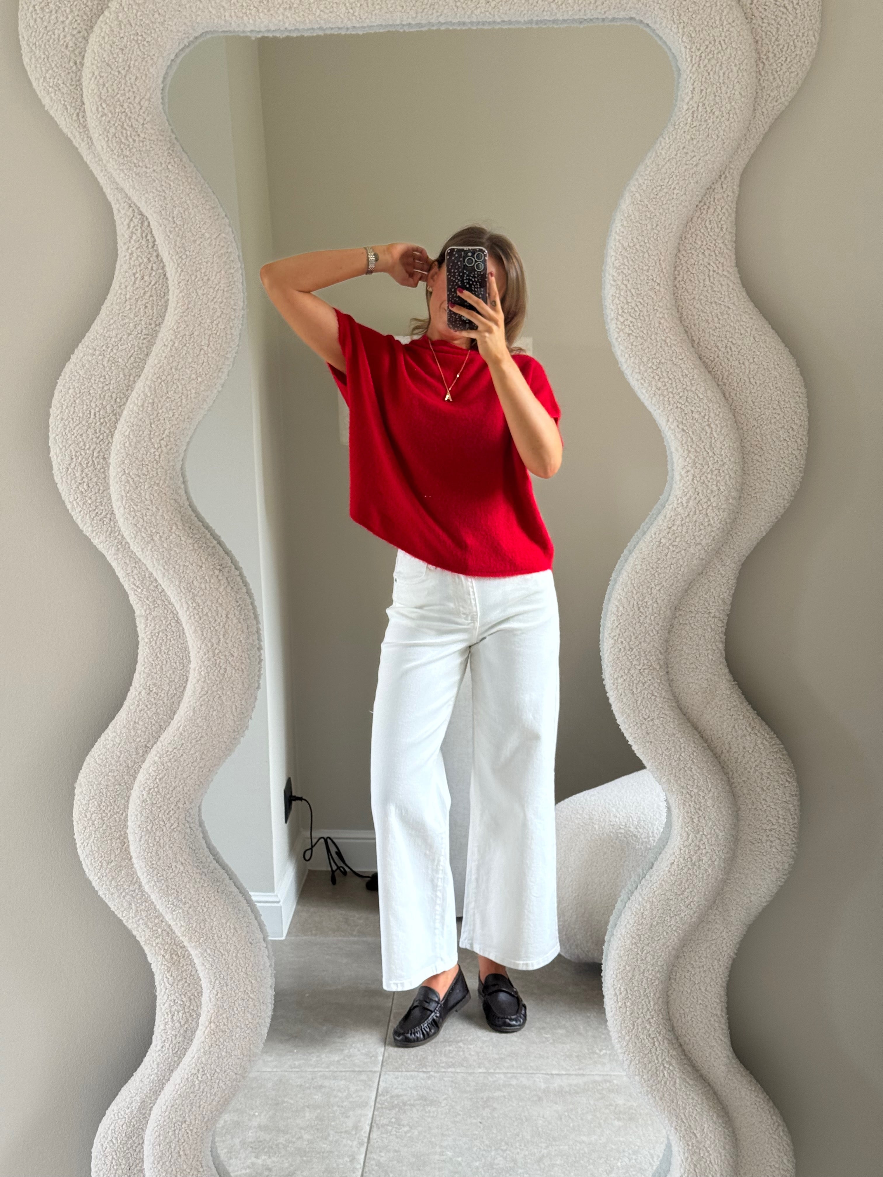Donna mouwloze knit rood