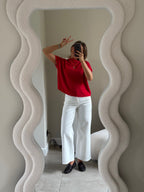 Donna mouwloze knit rood