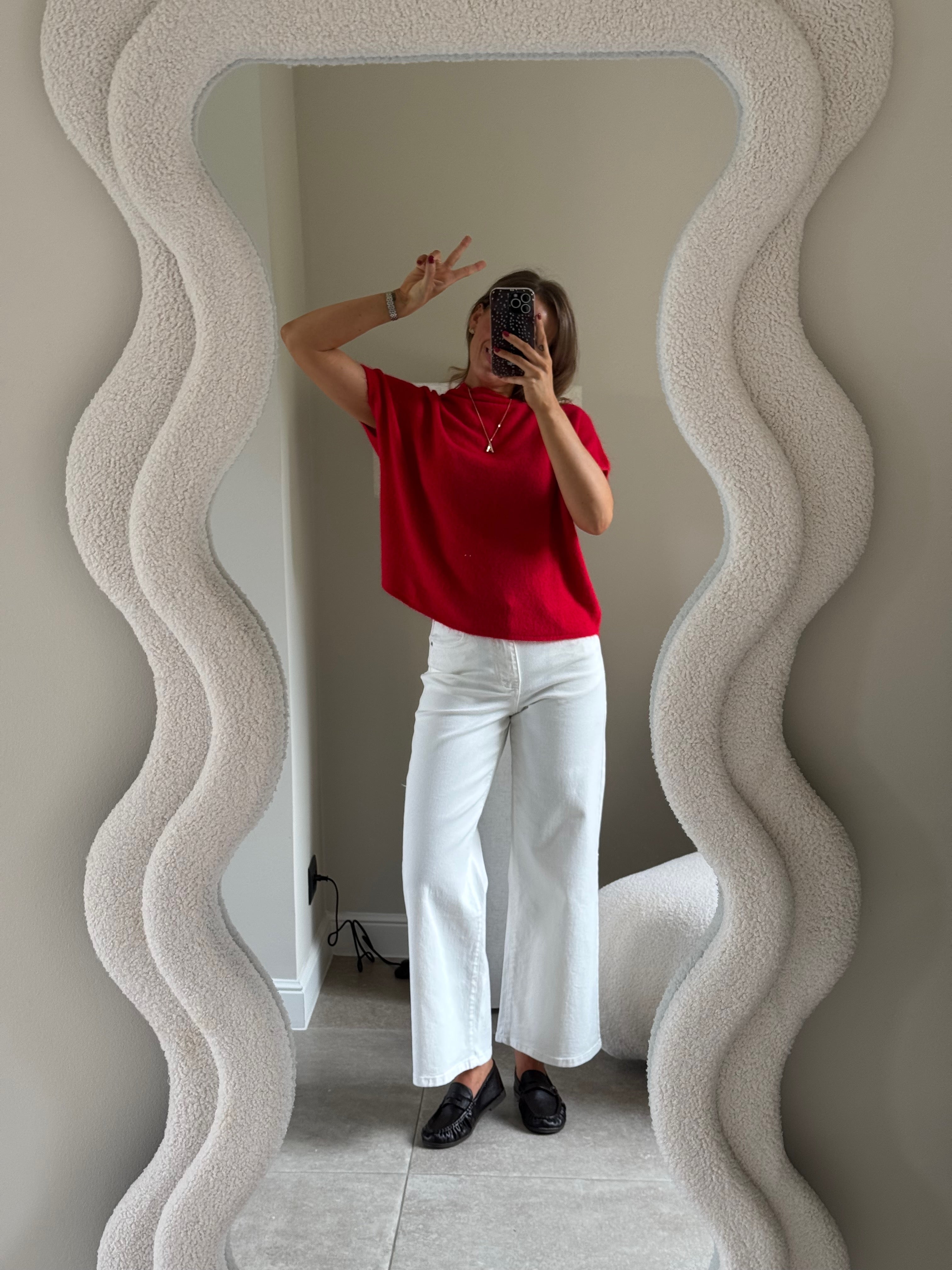 Donna mouwloze knit rood
