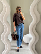 Florien knit met korte mouw bruin