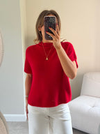 Donna mouwloze knit rood