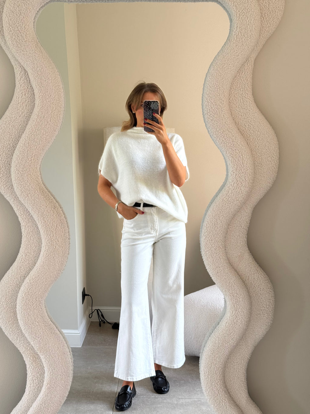 Odette cropped wide leg jeans wit