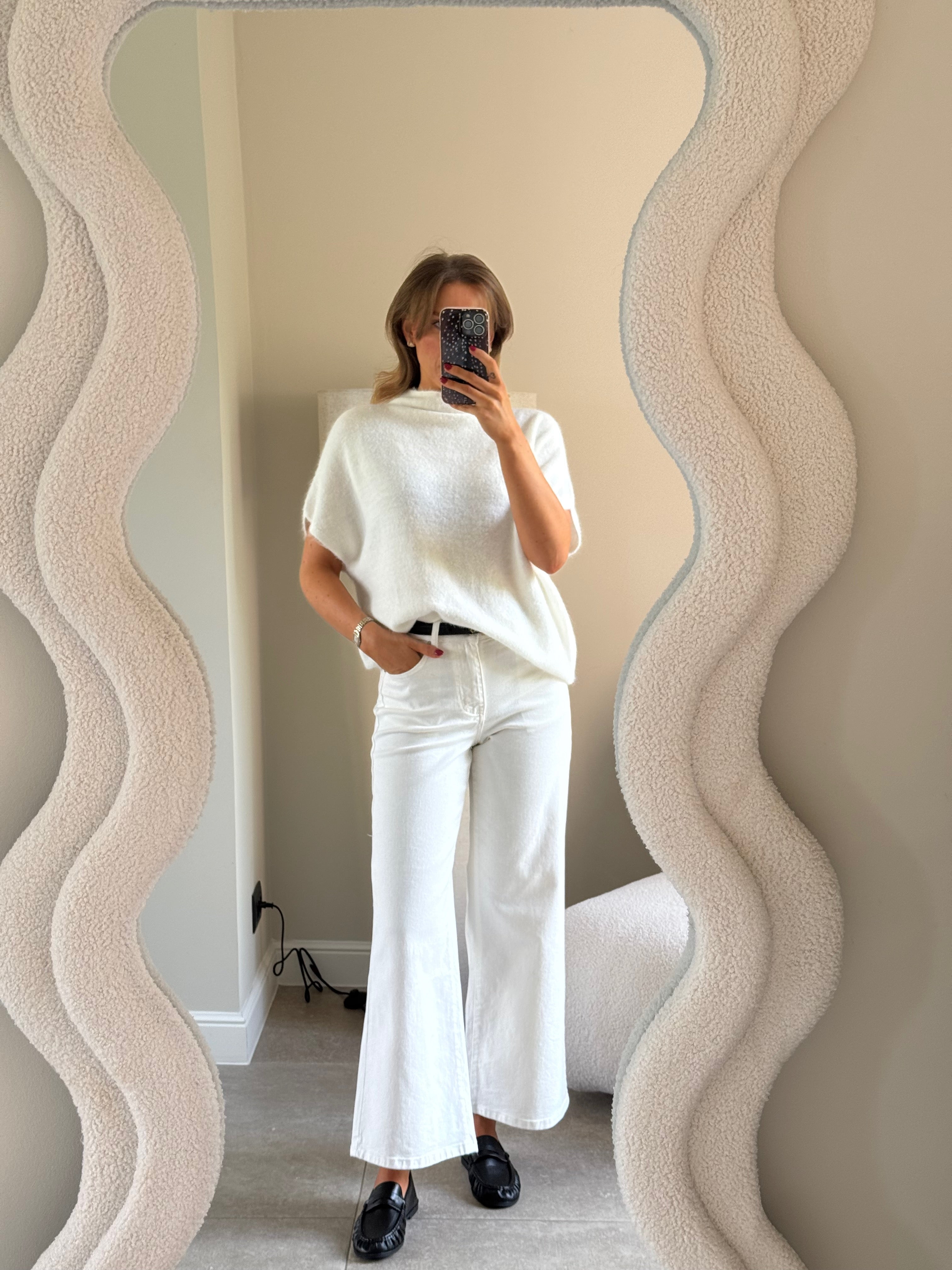 Odette cropped wide leg jeans wit