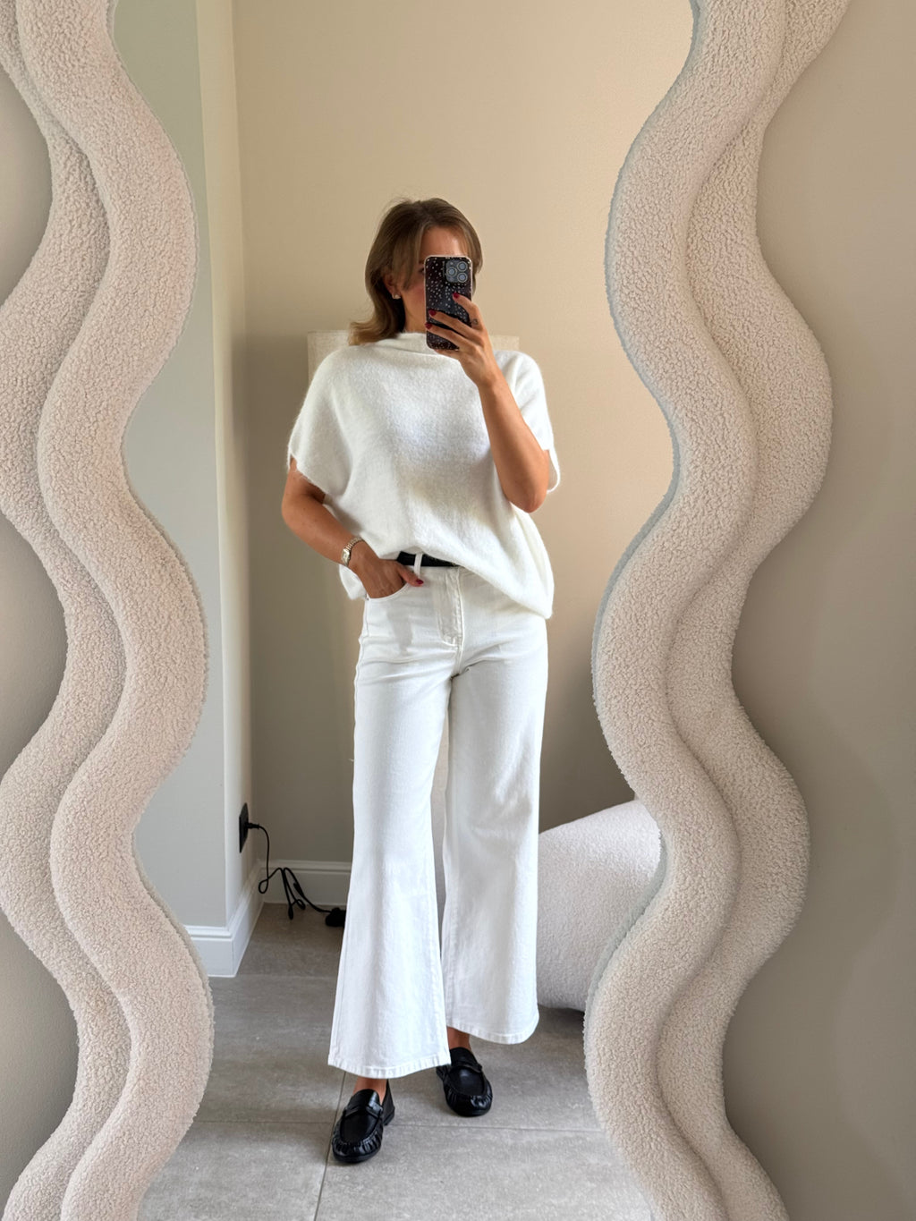 Donna mouwloze knit wit