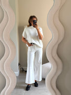 Donna mouwloze knit wit