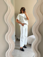 Donna mouwloze knit wit
