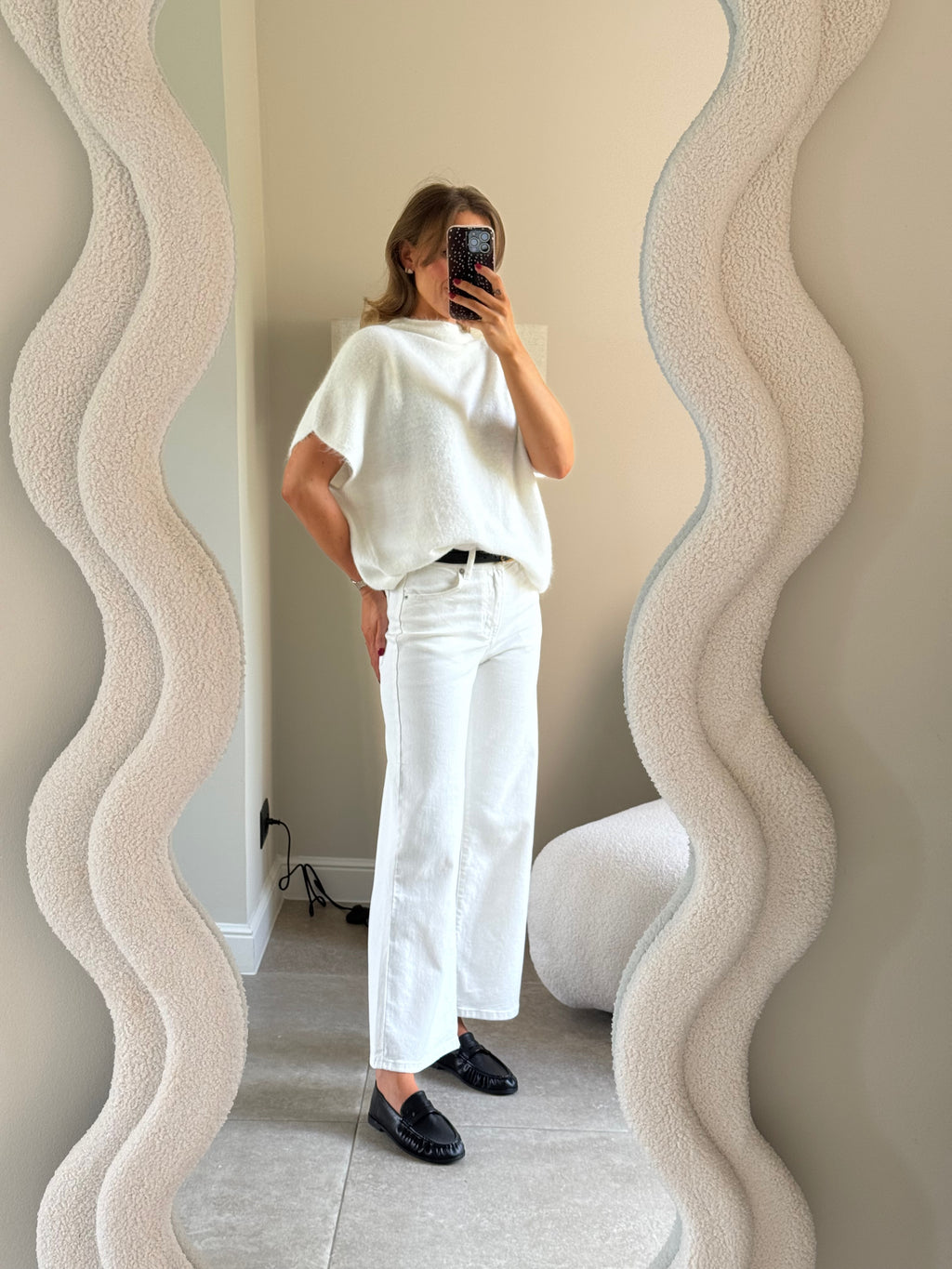Donna mouwloze knit wit