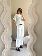 Donna mouwloze knit wit