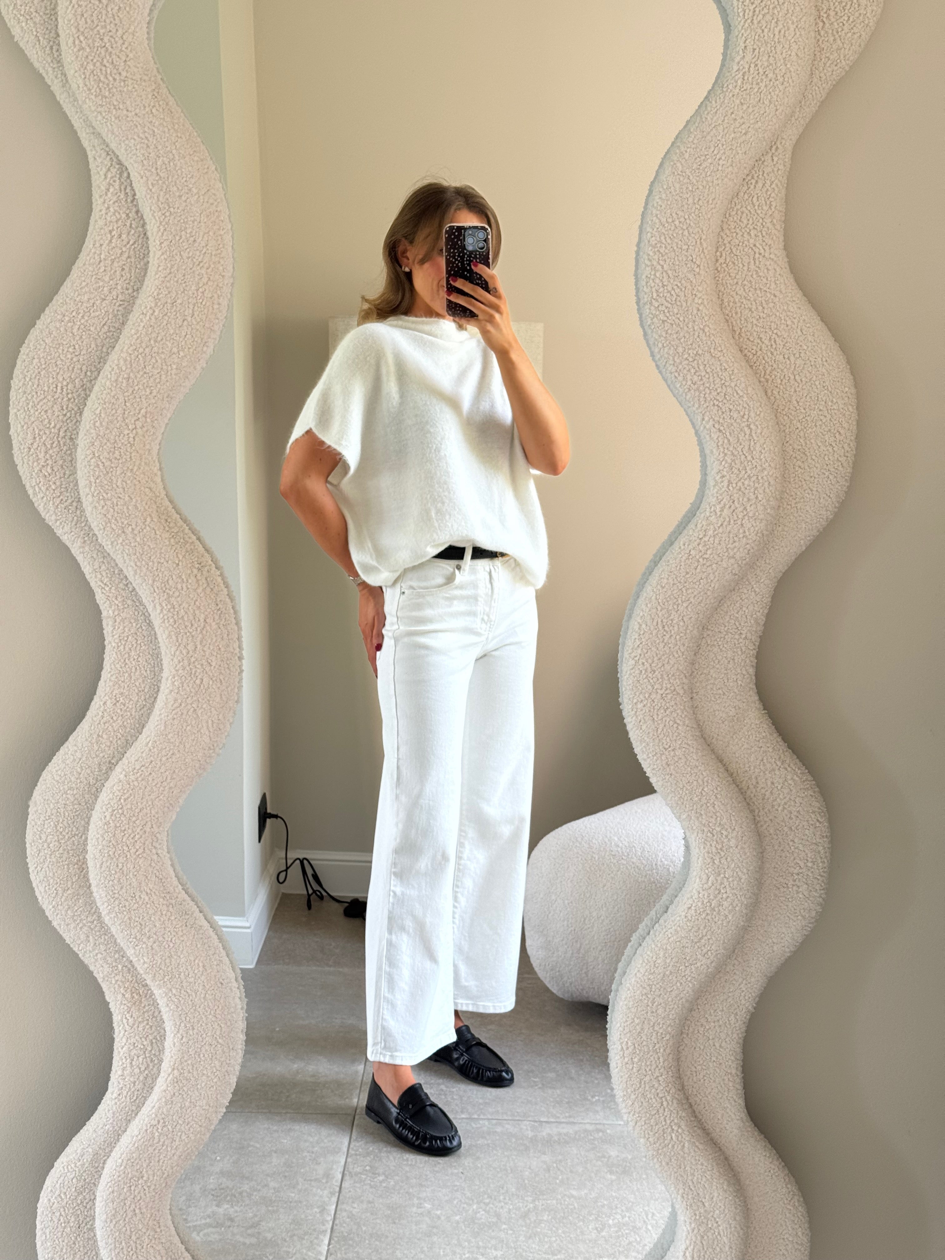 Donna mouwloze knit wit