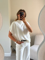 Donna mouwloze knit wit