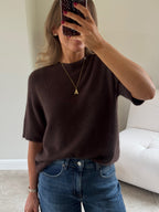 Florien knit met korte mouw bruin