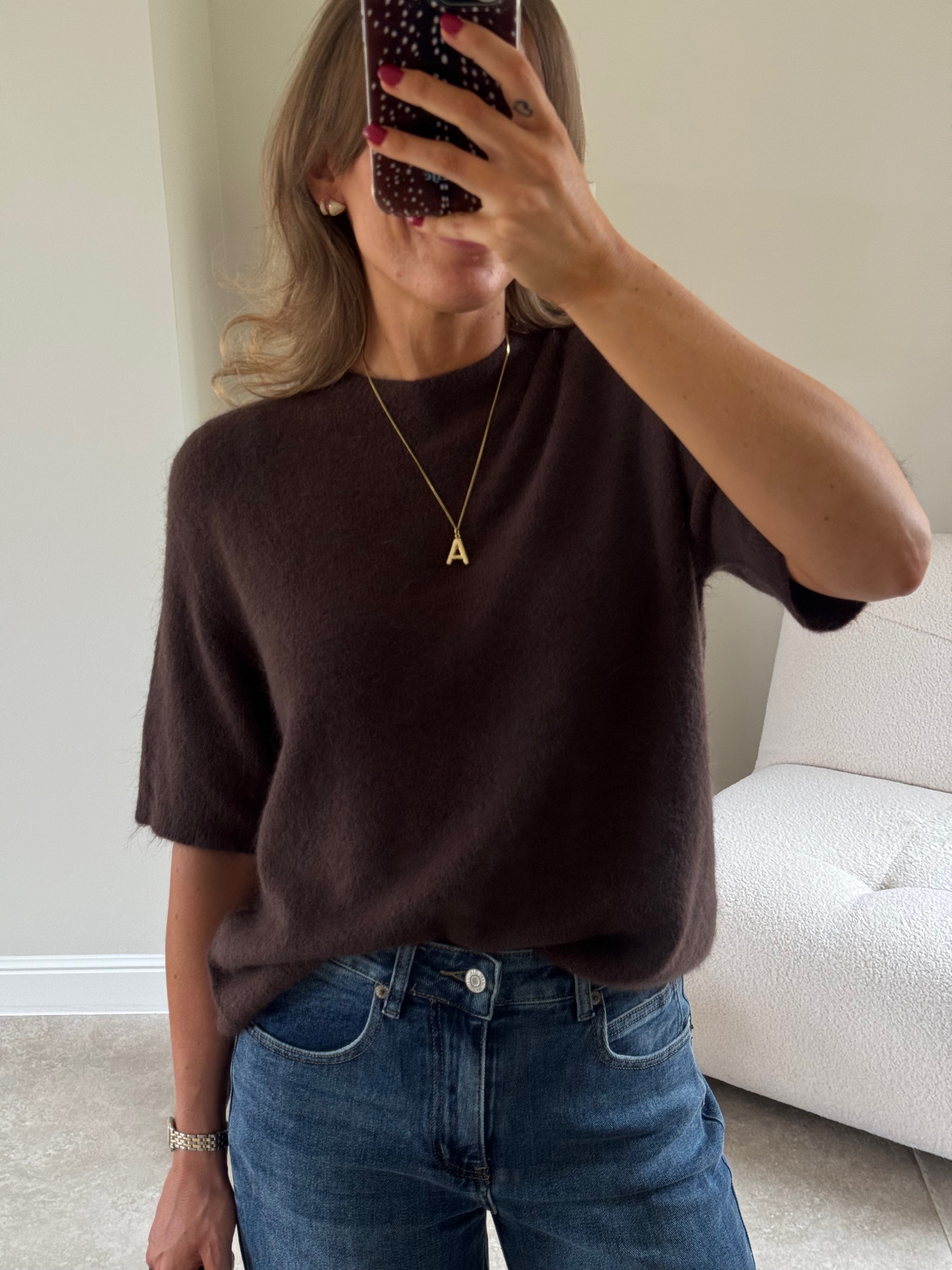 Florien knit met korte mouw bruin