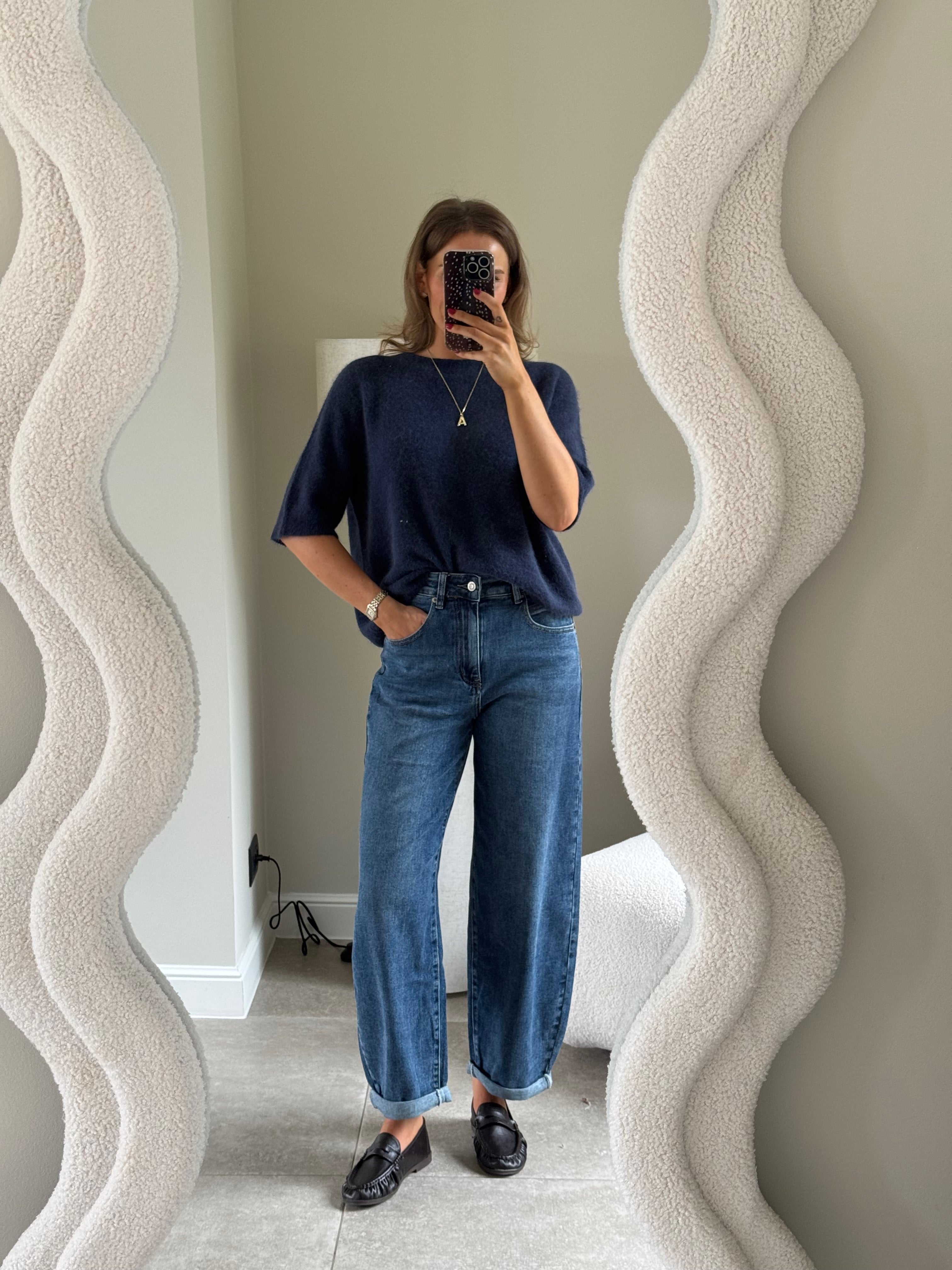 Florien knit met korte mouw marine