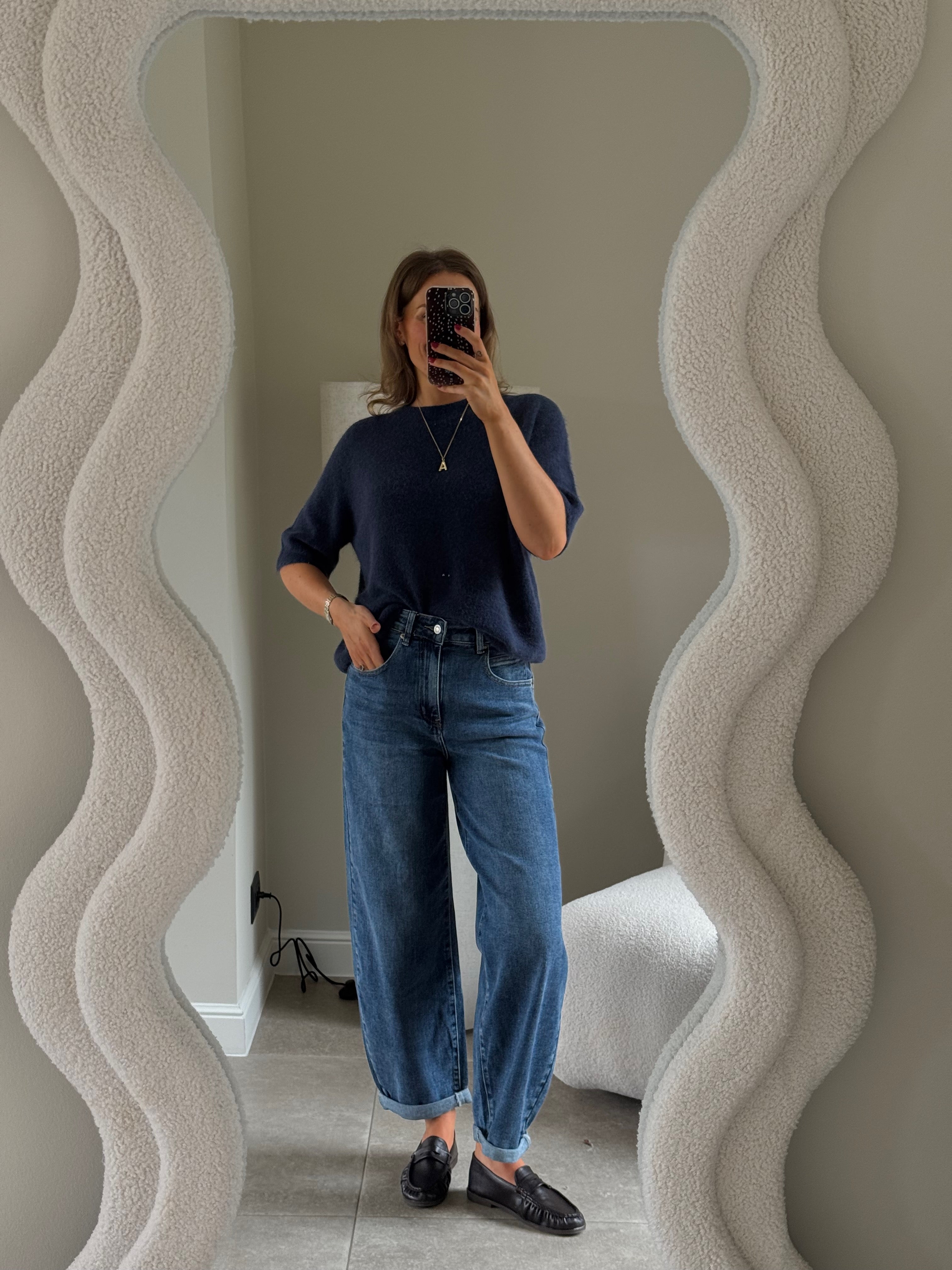 Florien knit met korte mouw marine