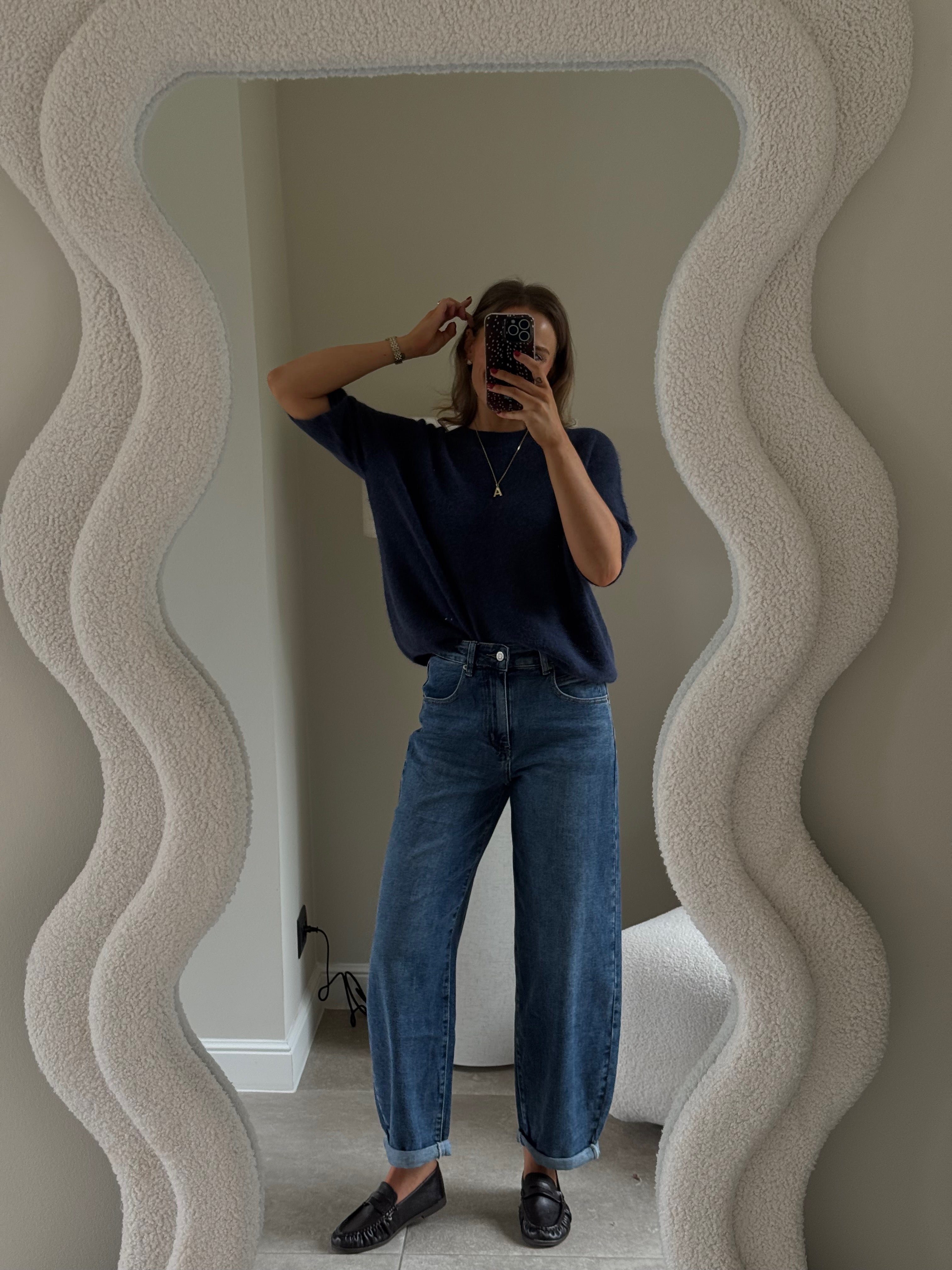 Florien knit met korte mouw marine