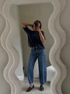 Florien knit met korte mouw marine