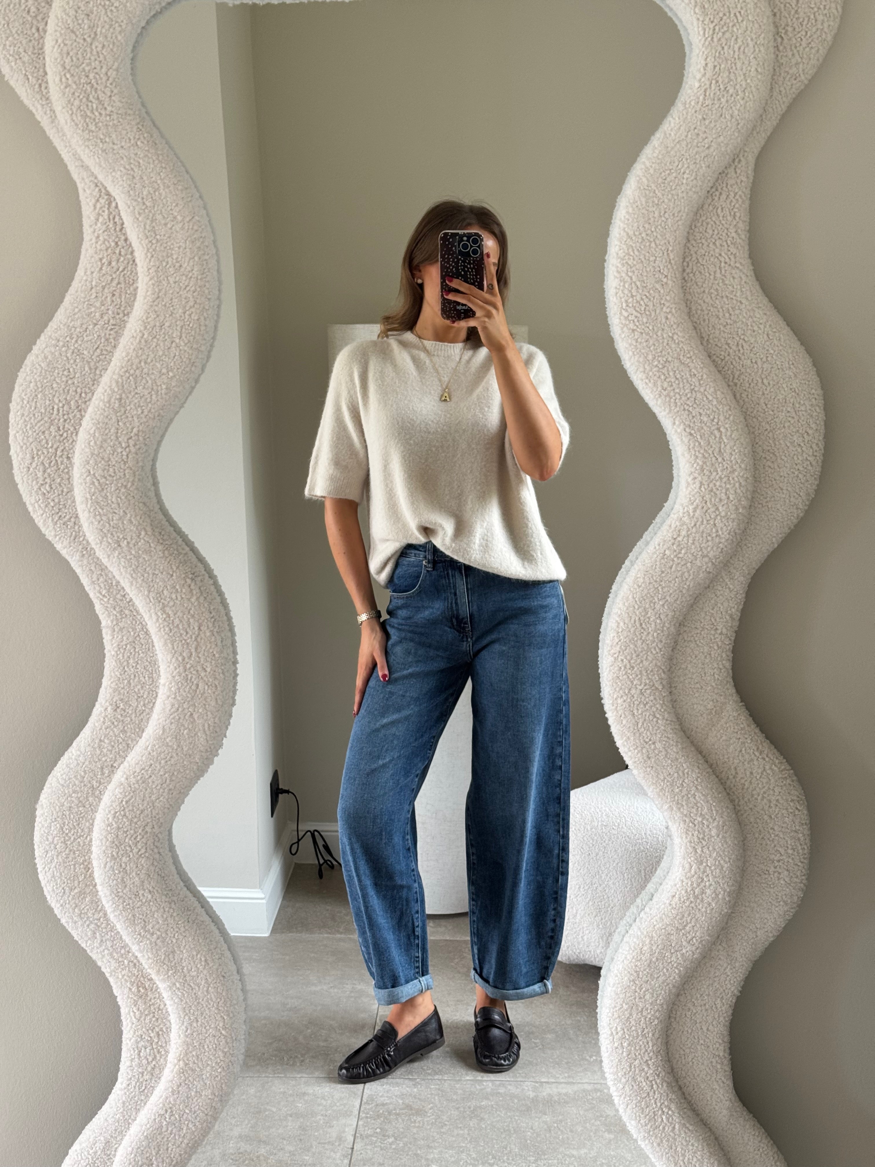 Florien knit met korte mouw beige