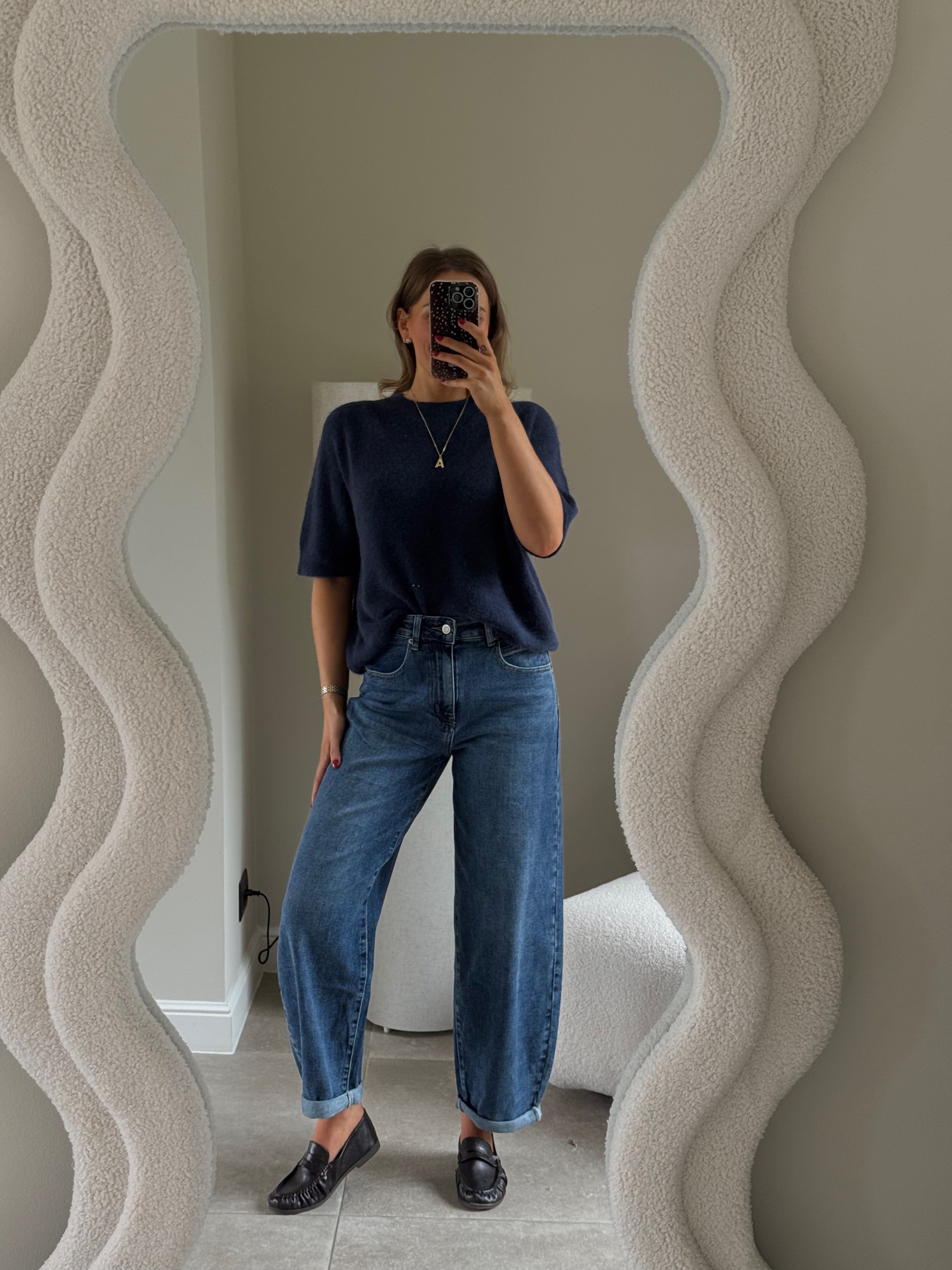 Florien knit met korte mouw marine