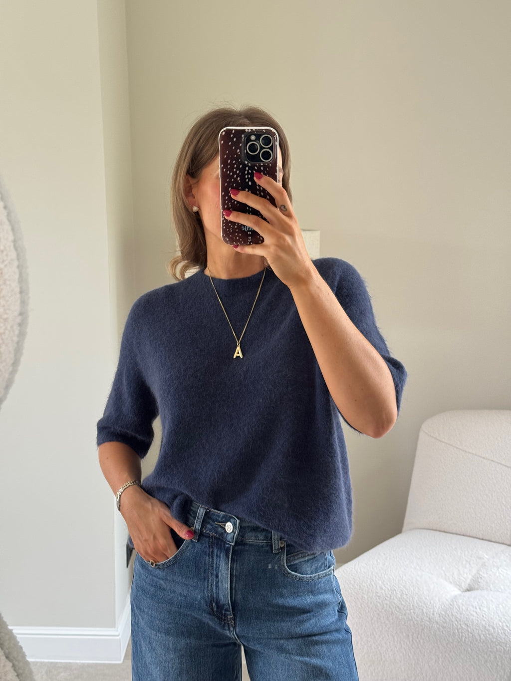 Florien knit met korte mouw marine
