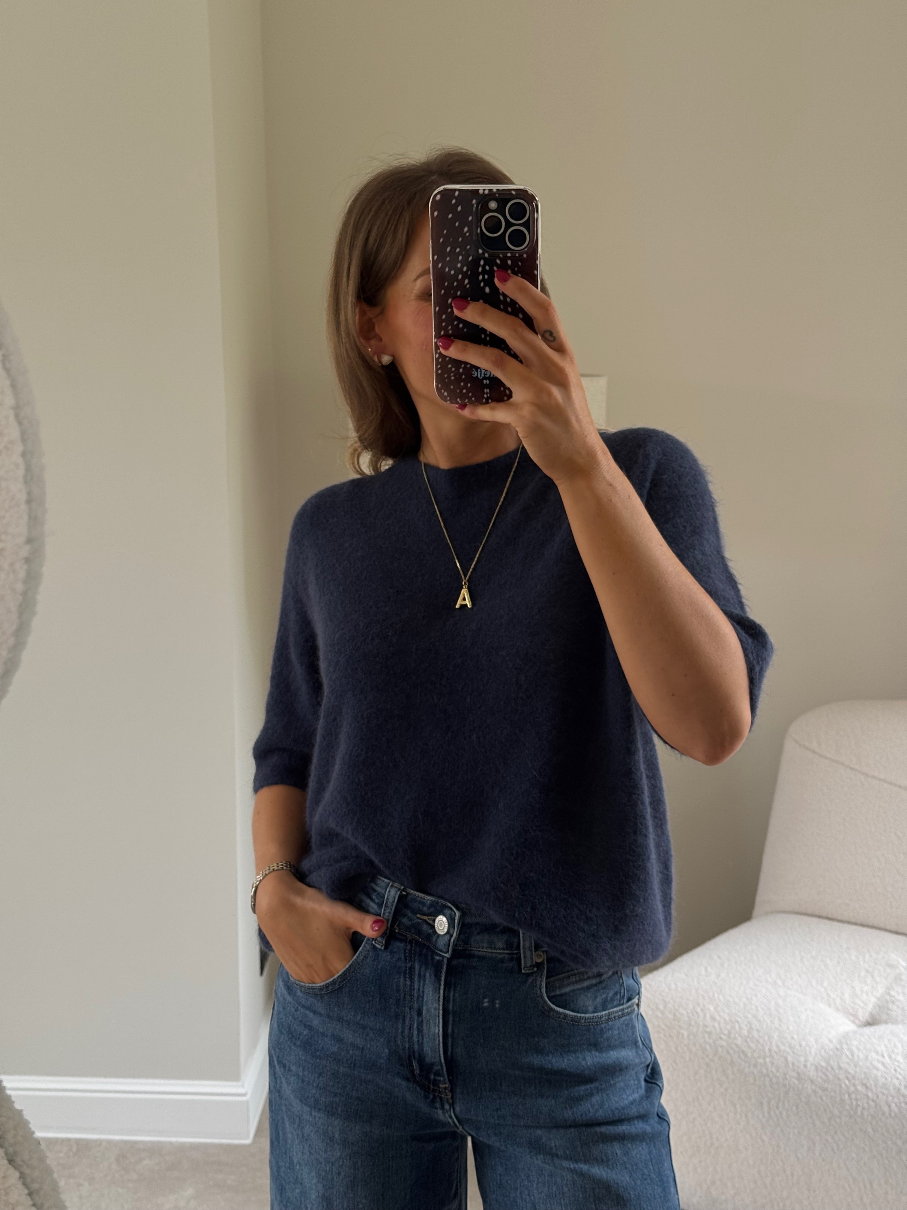 Florien knit met korte mouw marine
