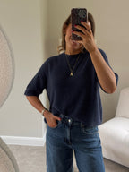 Florien knit met korte mouw marine