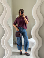Florien knit met korte mouw bordeaux