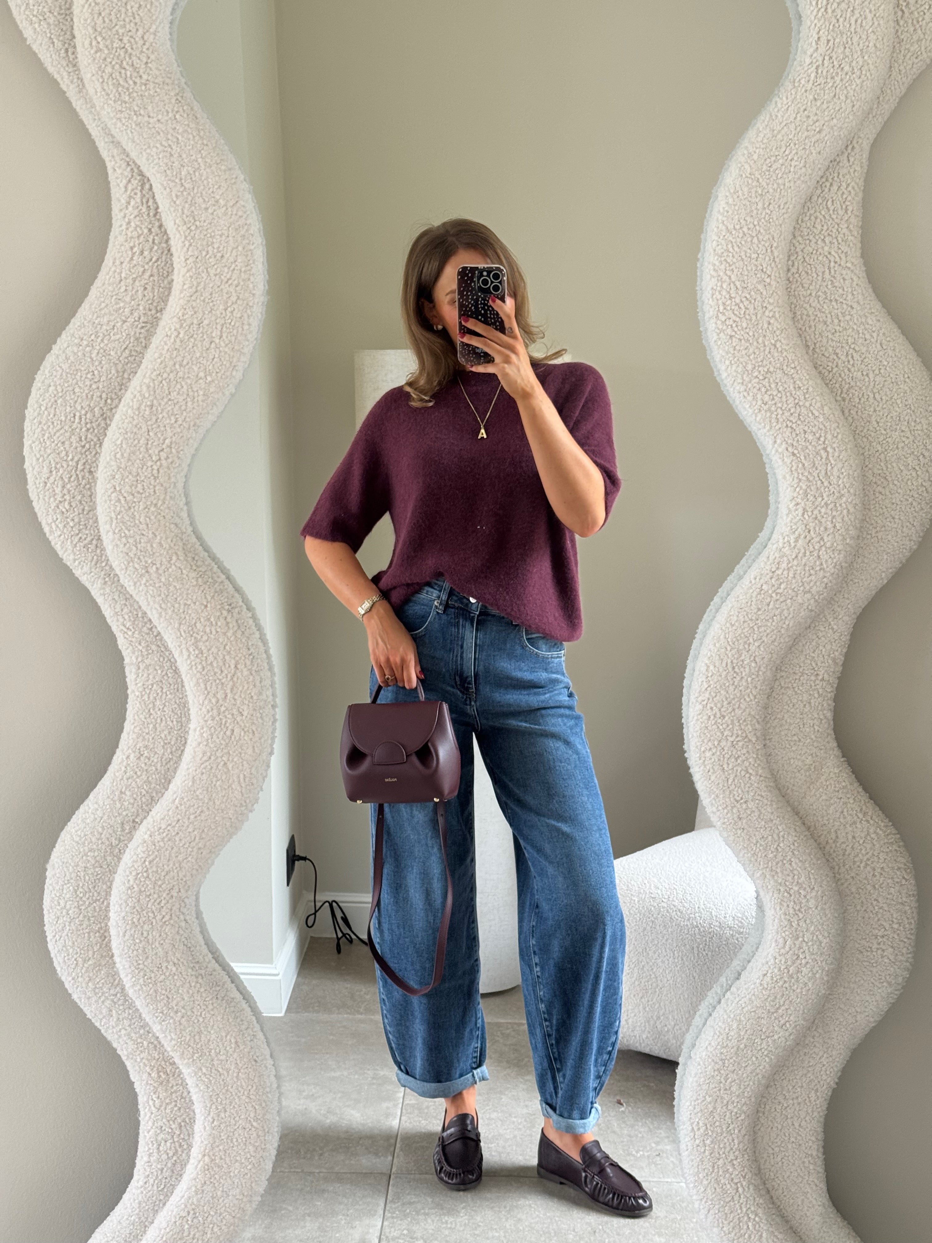 Florien knit met korte mouw bordeaux