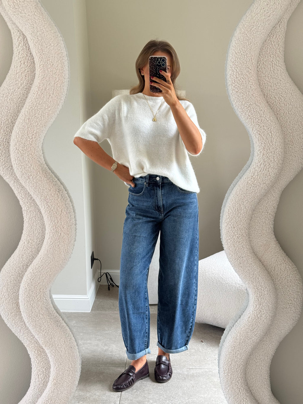 Florien knit met korte mouw wit