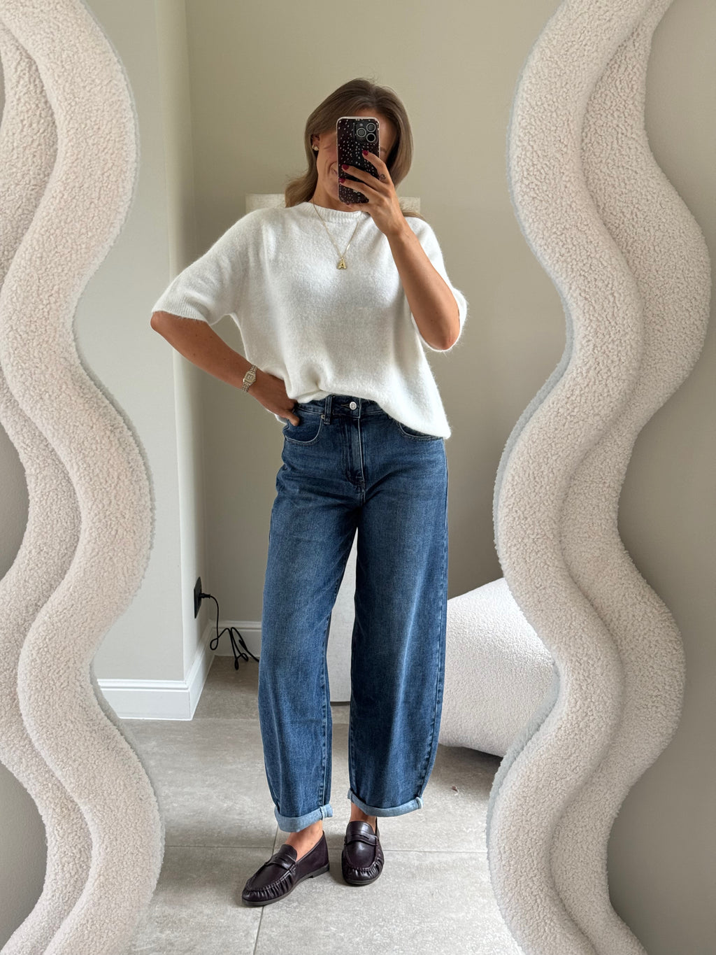 Florien knit met korte mouw wit