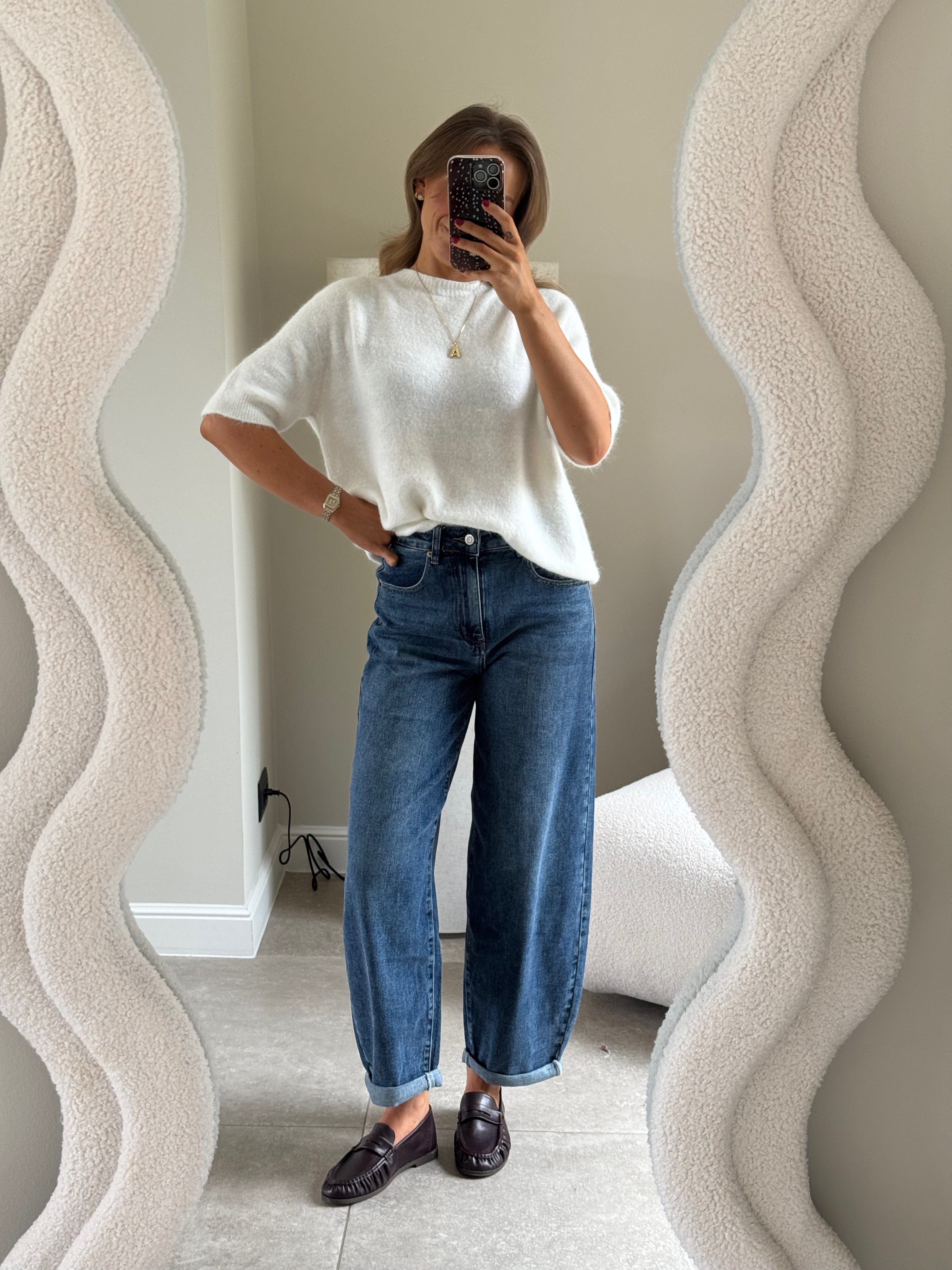 Florien knit met korte mouw wit