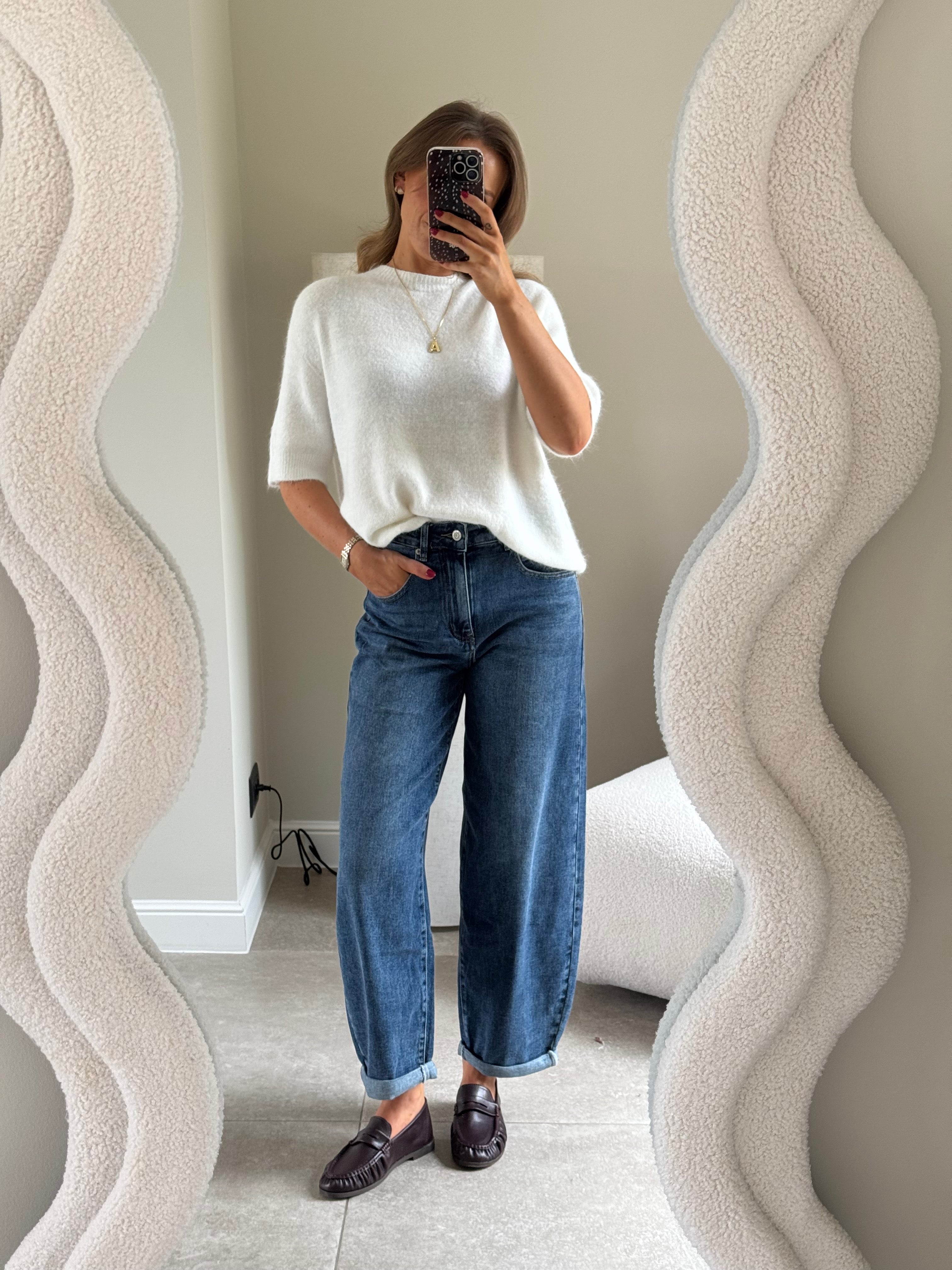 Florien knit met korte mouw wit