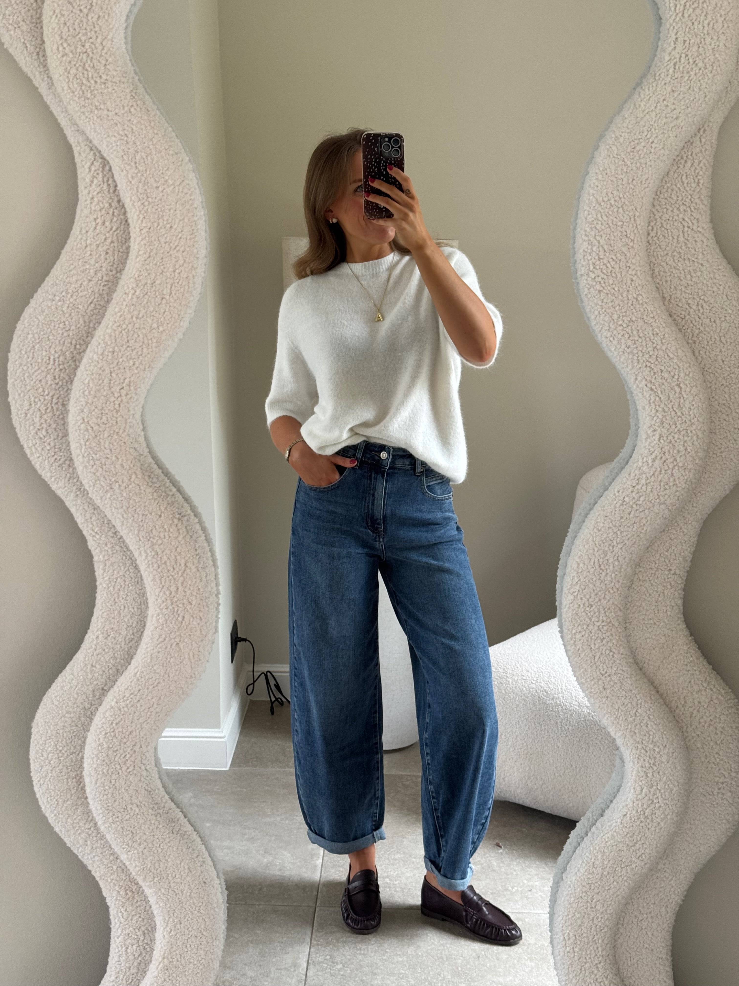 Florien knit met korte mouw wit