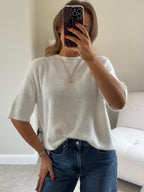 Florien knit met korte mouw wit