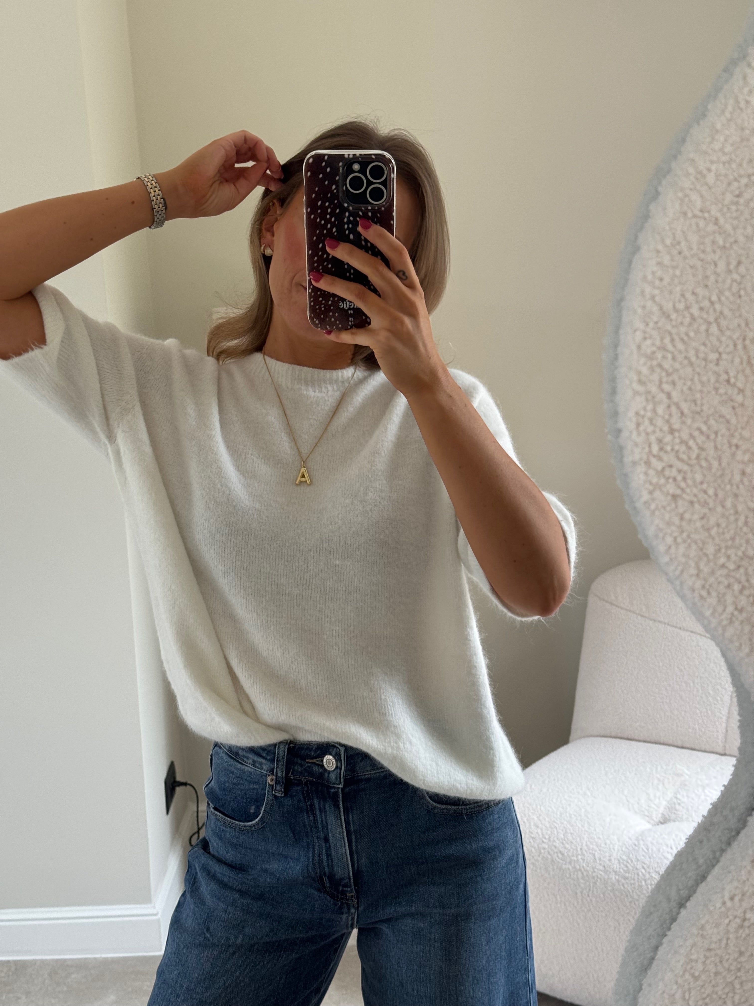 Florien knit met korte mouw wit