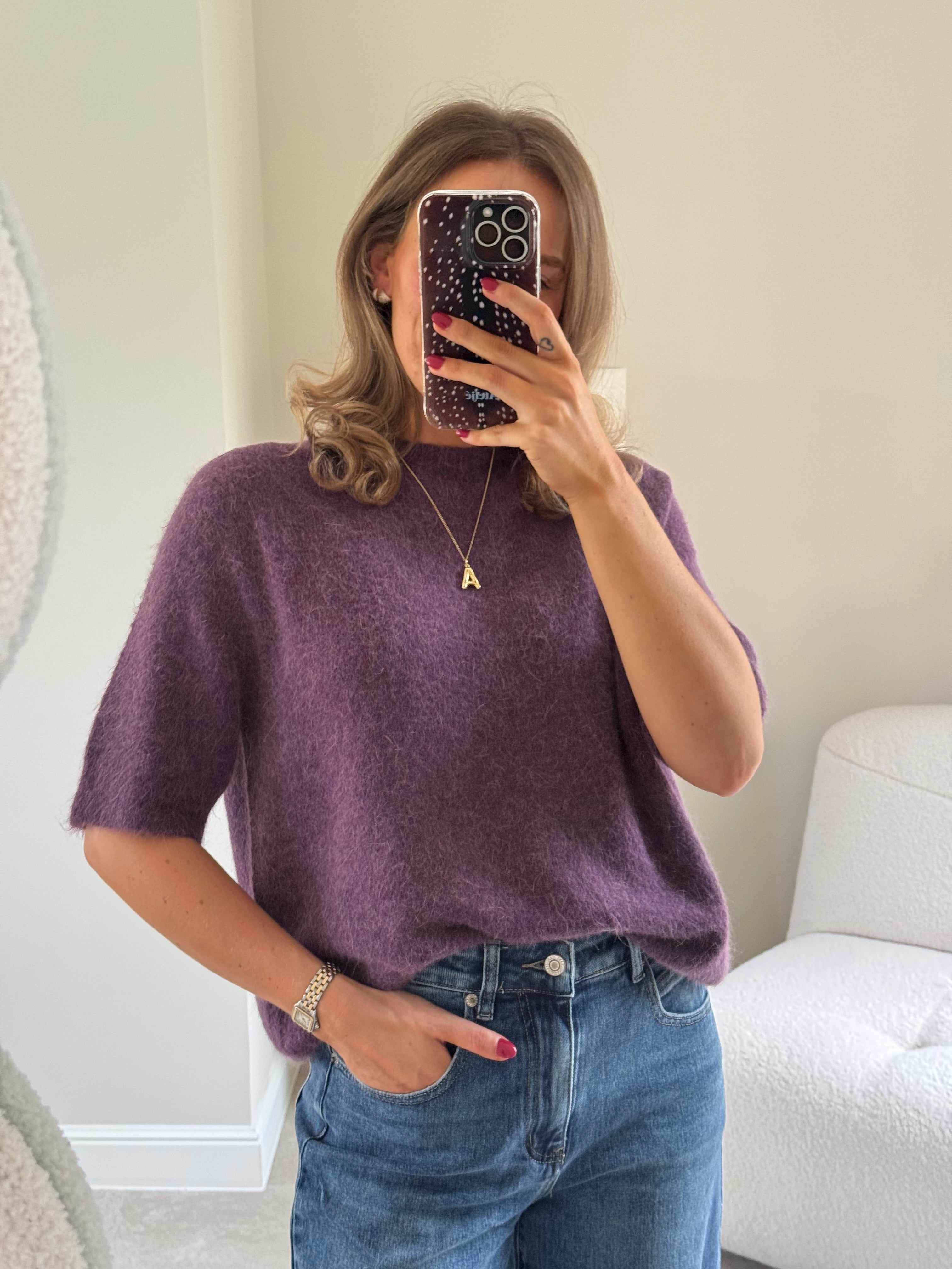 Florien knit met korte mouw acaï
