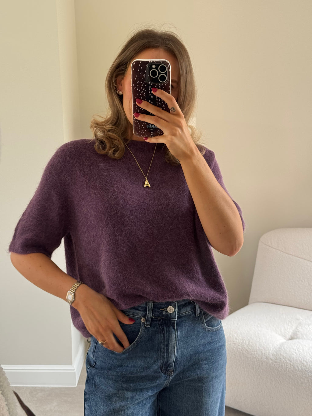 Florien knit met korte mouw acaï