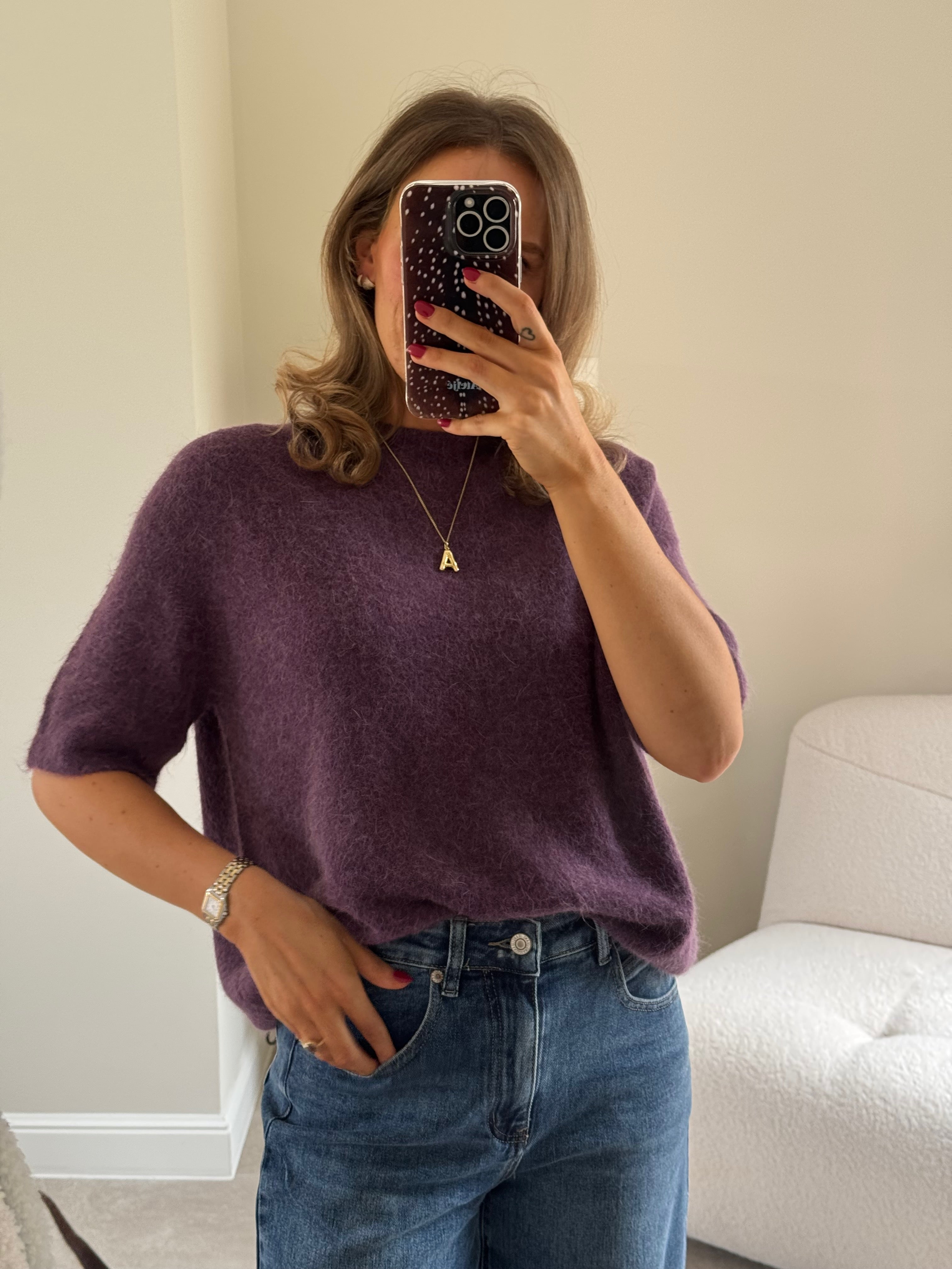 Florien knit met korte mouw acaï