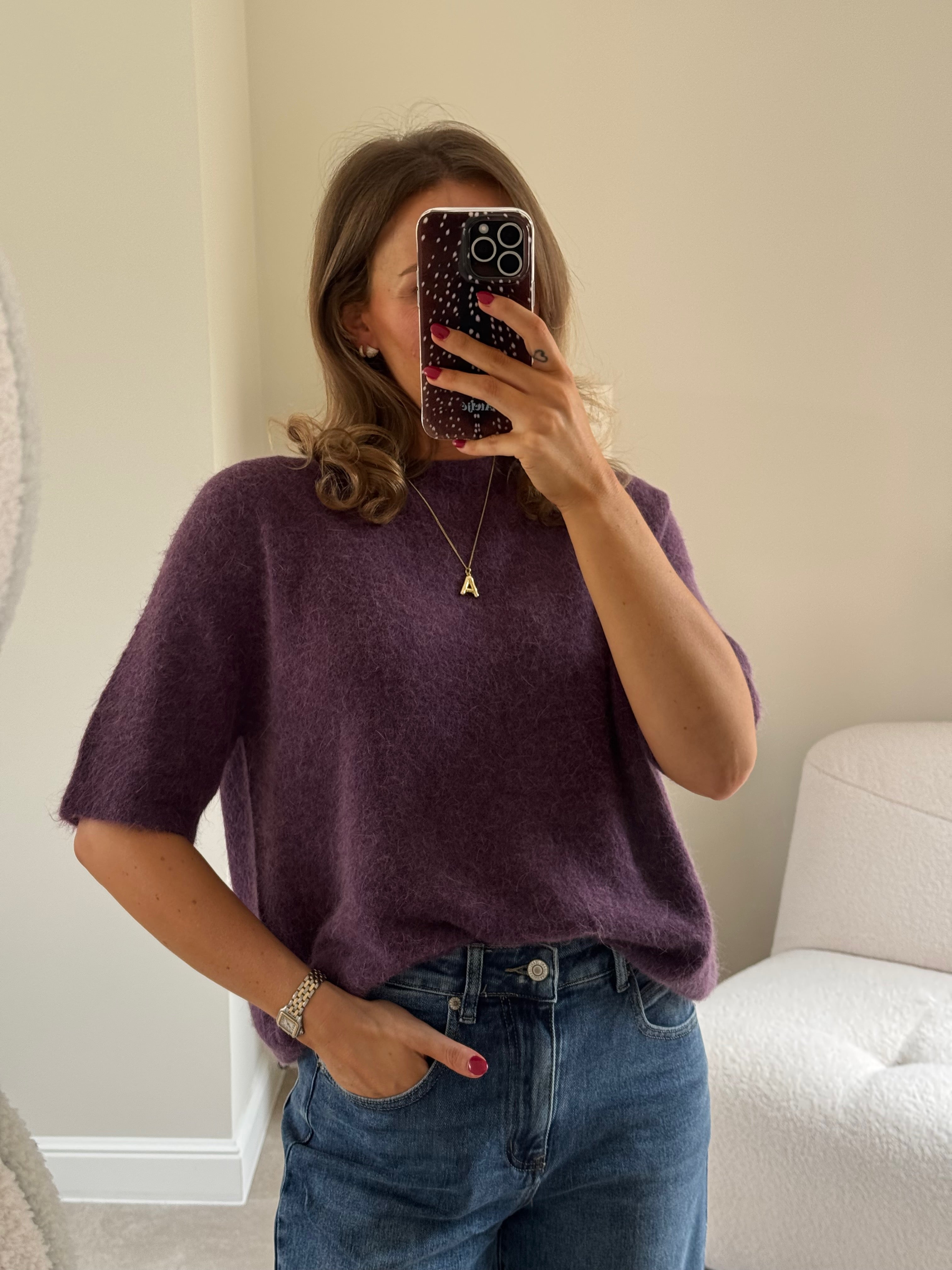 Florien knit met korte mouw acaï
