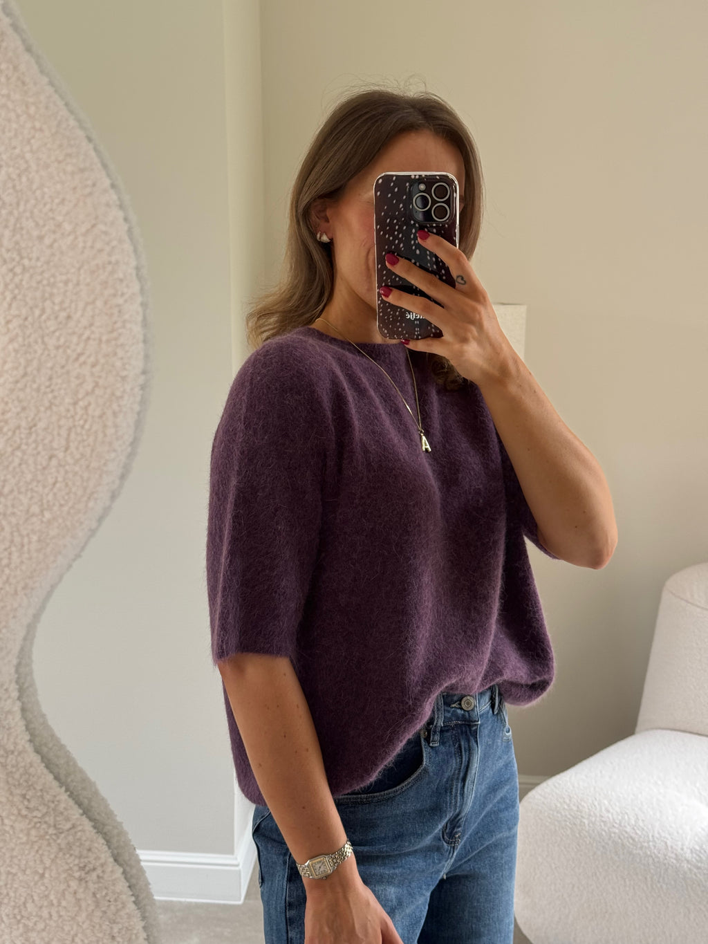 Florien knit met korte mouw acaï