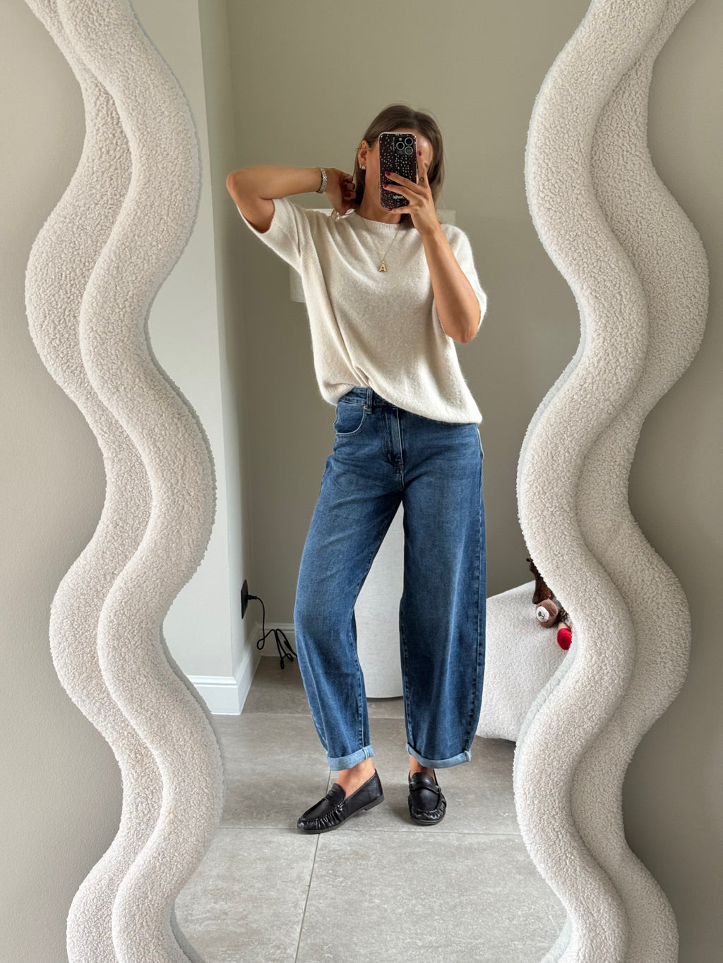 Florien knit met korte mouw beige