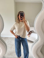 Florien knit met korte mouw beige