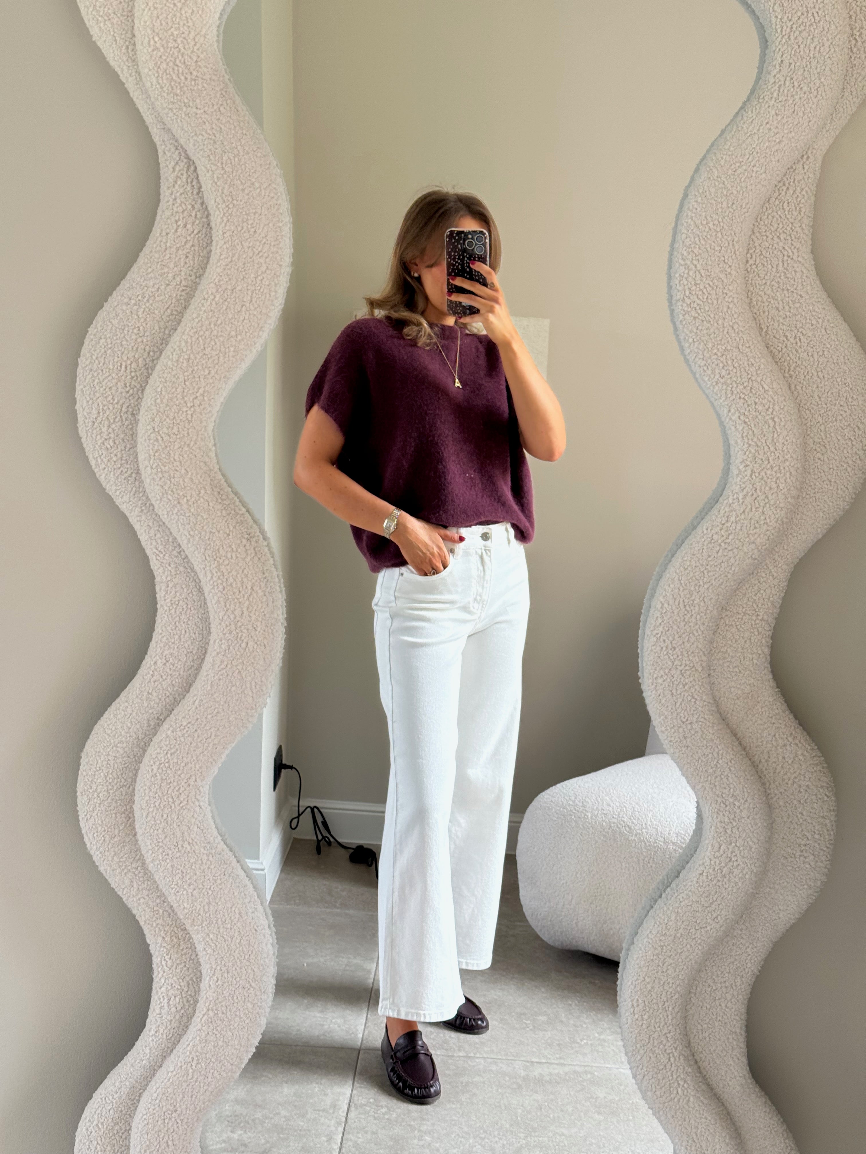 Donna mouwloze knit bordeaux