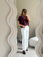 Odette cropped wide leg jeans wit