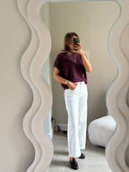 Donna mouwloze knit bordeaux